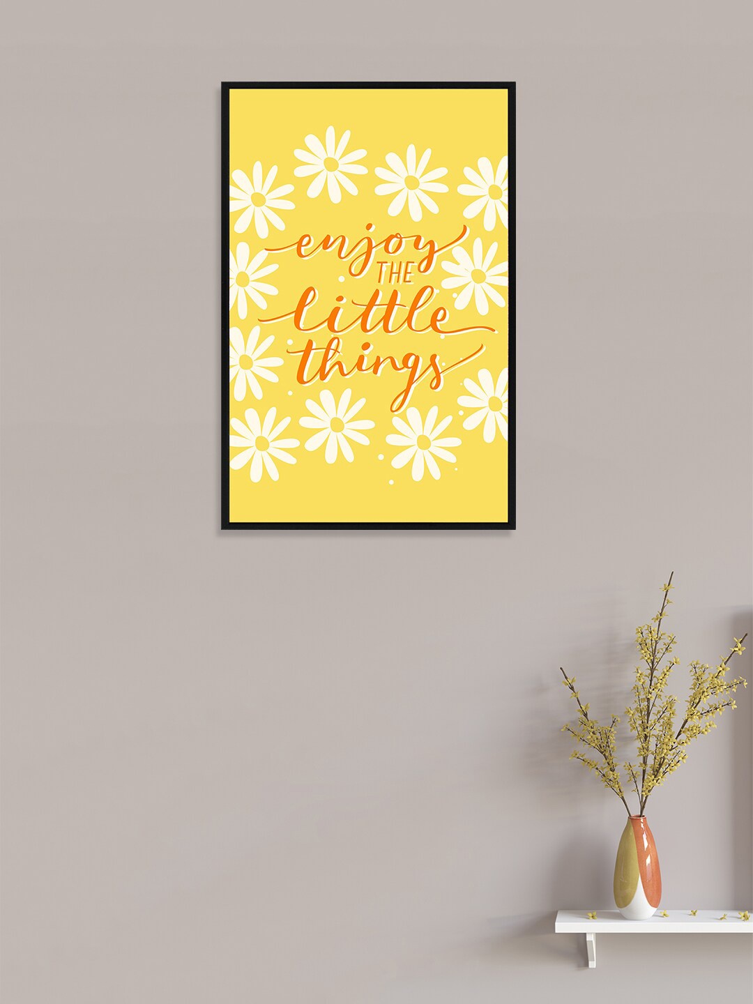 nest ART Yellow & White Paper Plane Print Quotes Synthetic Framed Wall Art
