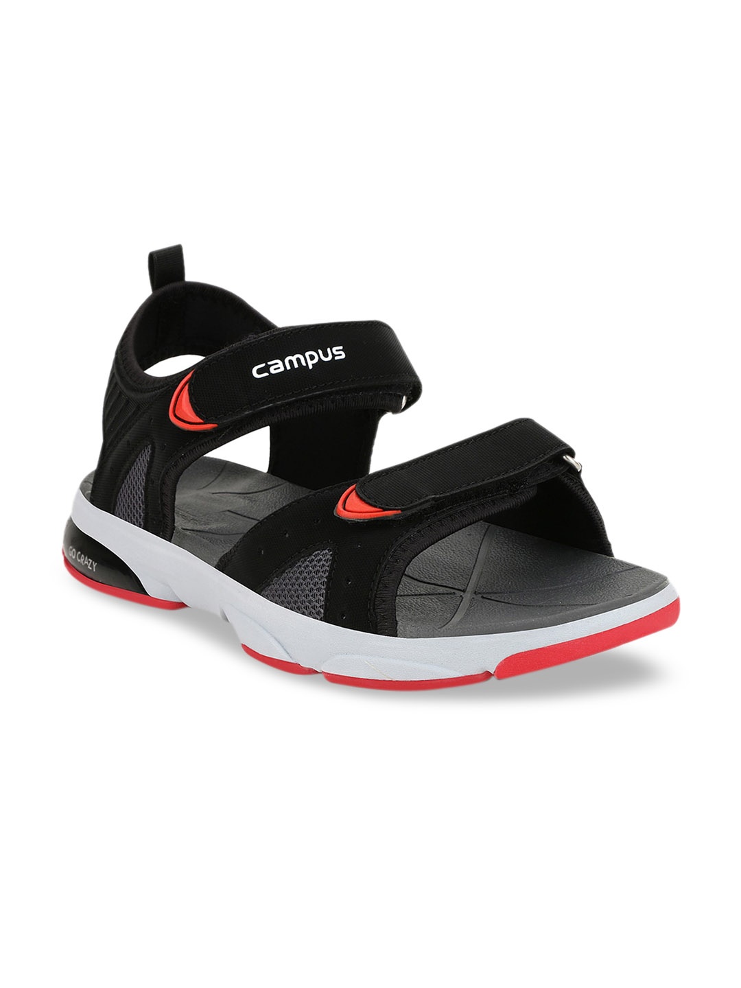 

Campus Men Black & White Solid Sports Sandals