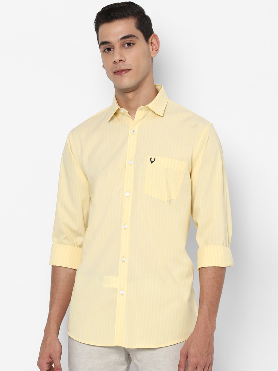 

Allen Solly Men Yellow Slim Fit Multi Stripes Checked Casual Shirt