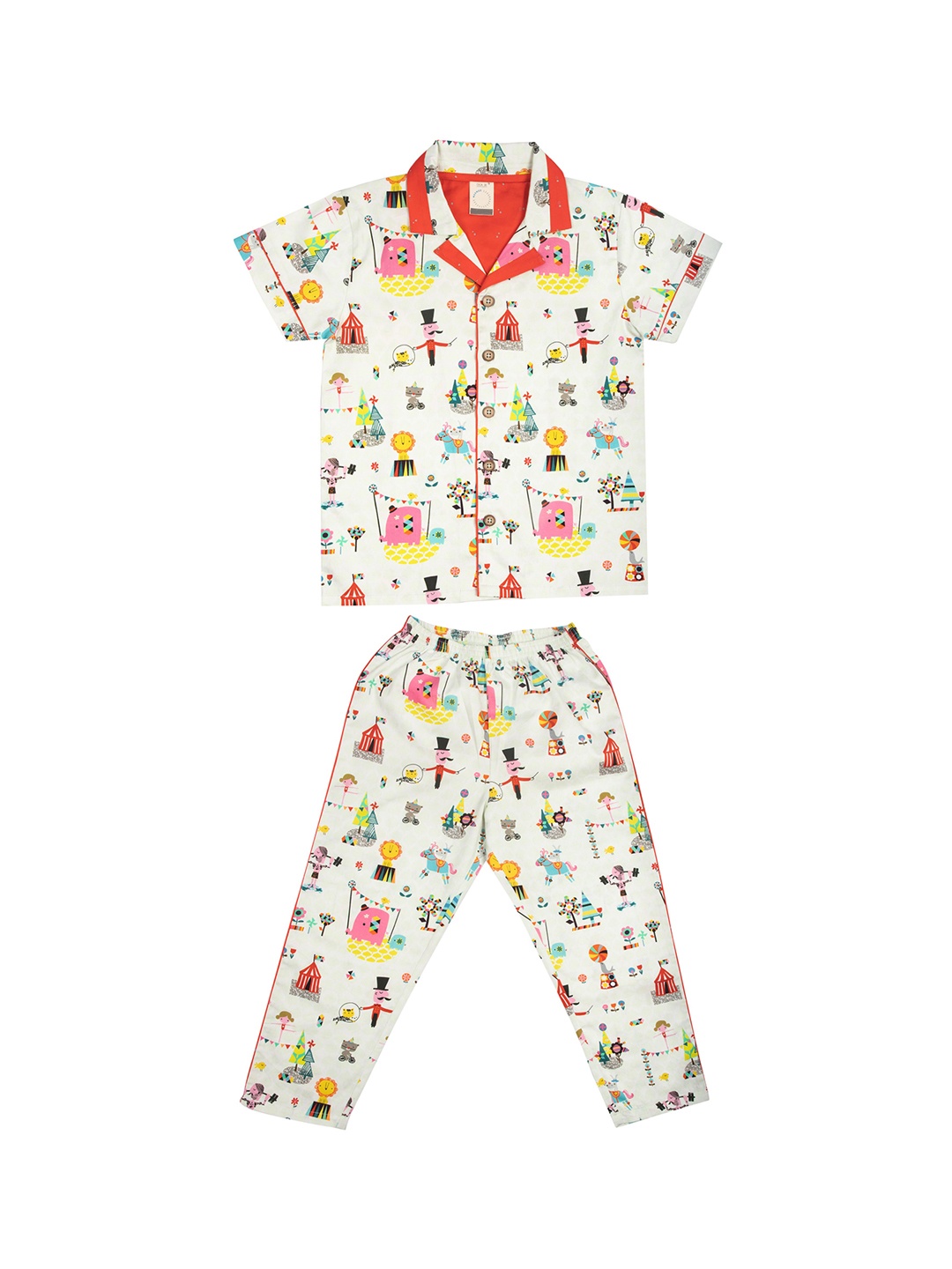 

CASA DE NEE NEE Kids Multi Printed Cotton Night Suit
