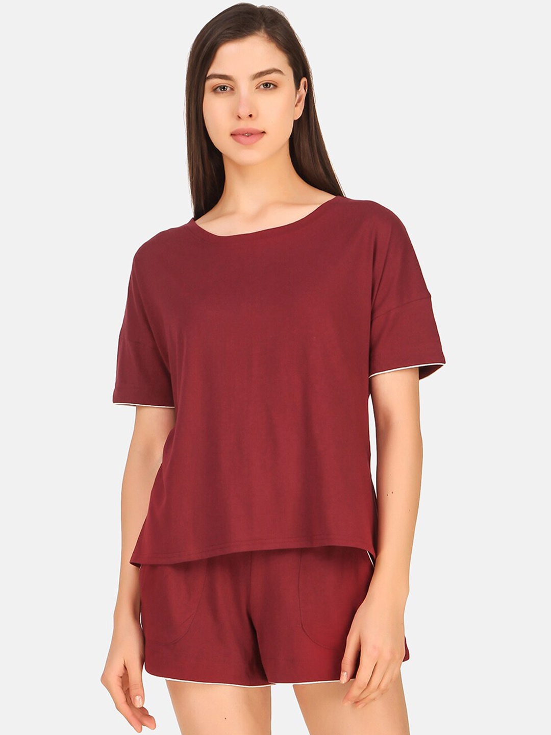 

Masha Women Maroon Cotton Night Suit