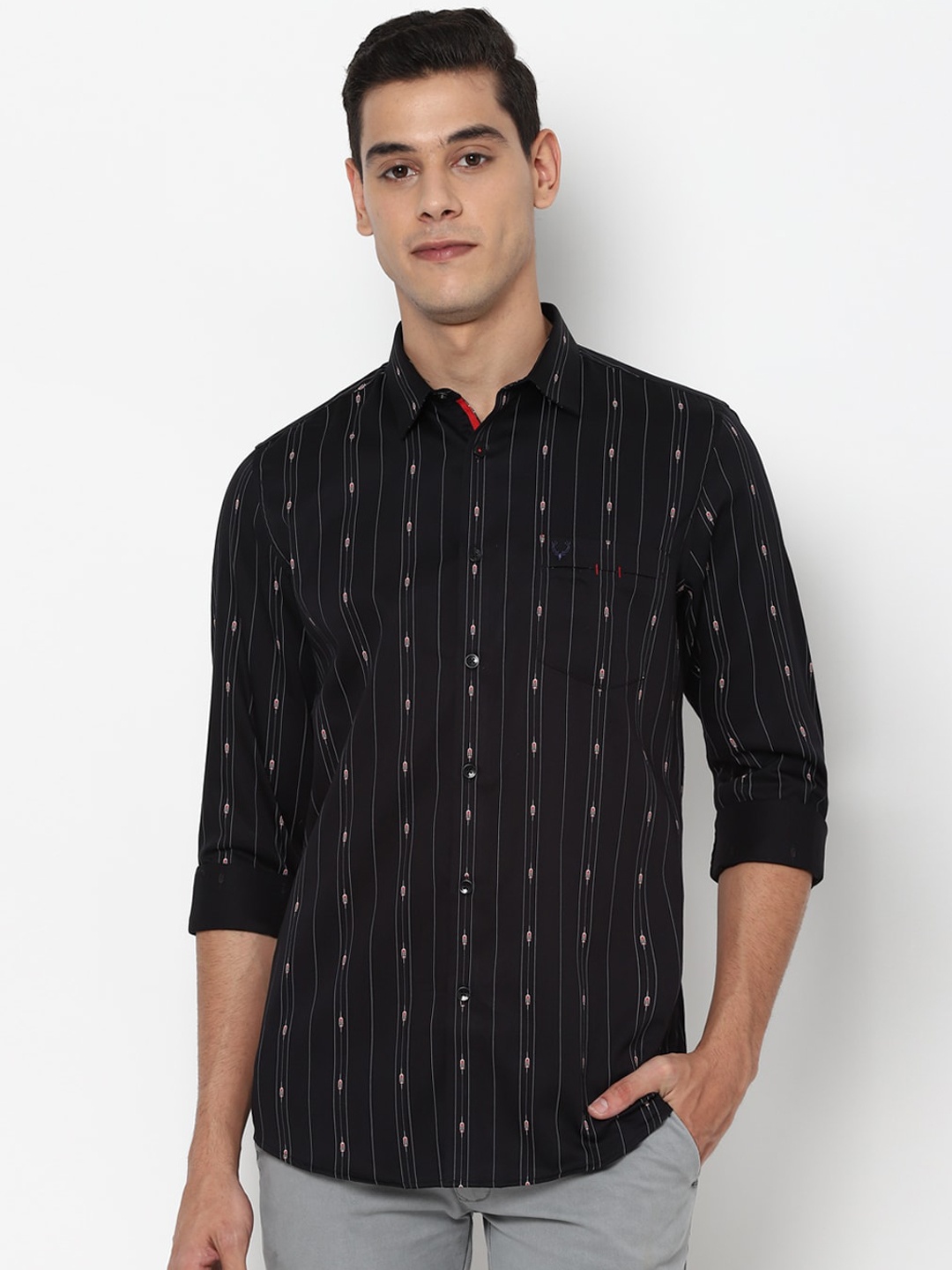 

Allen Solly Men Black Cotton Slim Fit Printed Casual Shirt