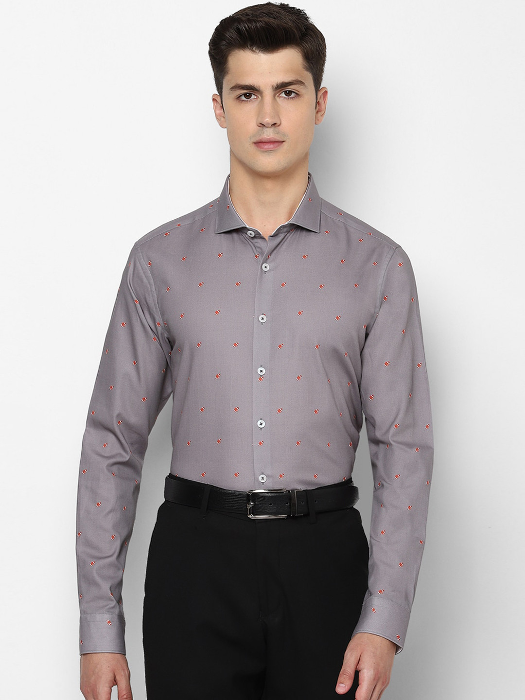 

SIMON CARTER LONDON Men Grey Slim Fit Printed Formal Shirt