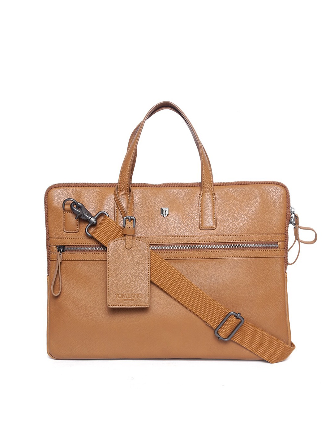 TOM LANG LONDON Unisex Tan Leather 16 Inch Laptop Bag