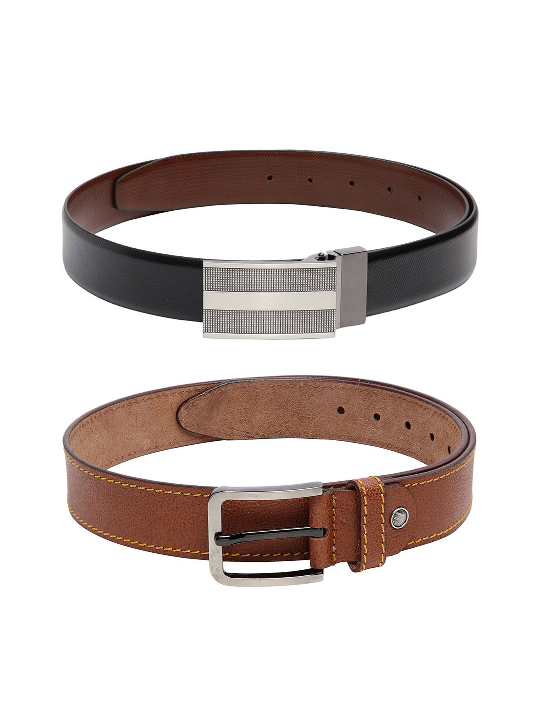 

CRUSSET Set of 2 - Men Black & Brown Solid Accessory Gift Set