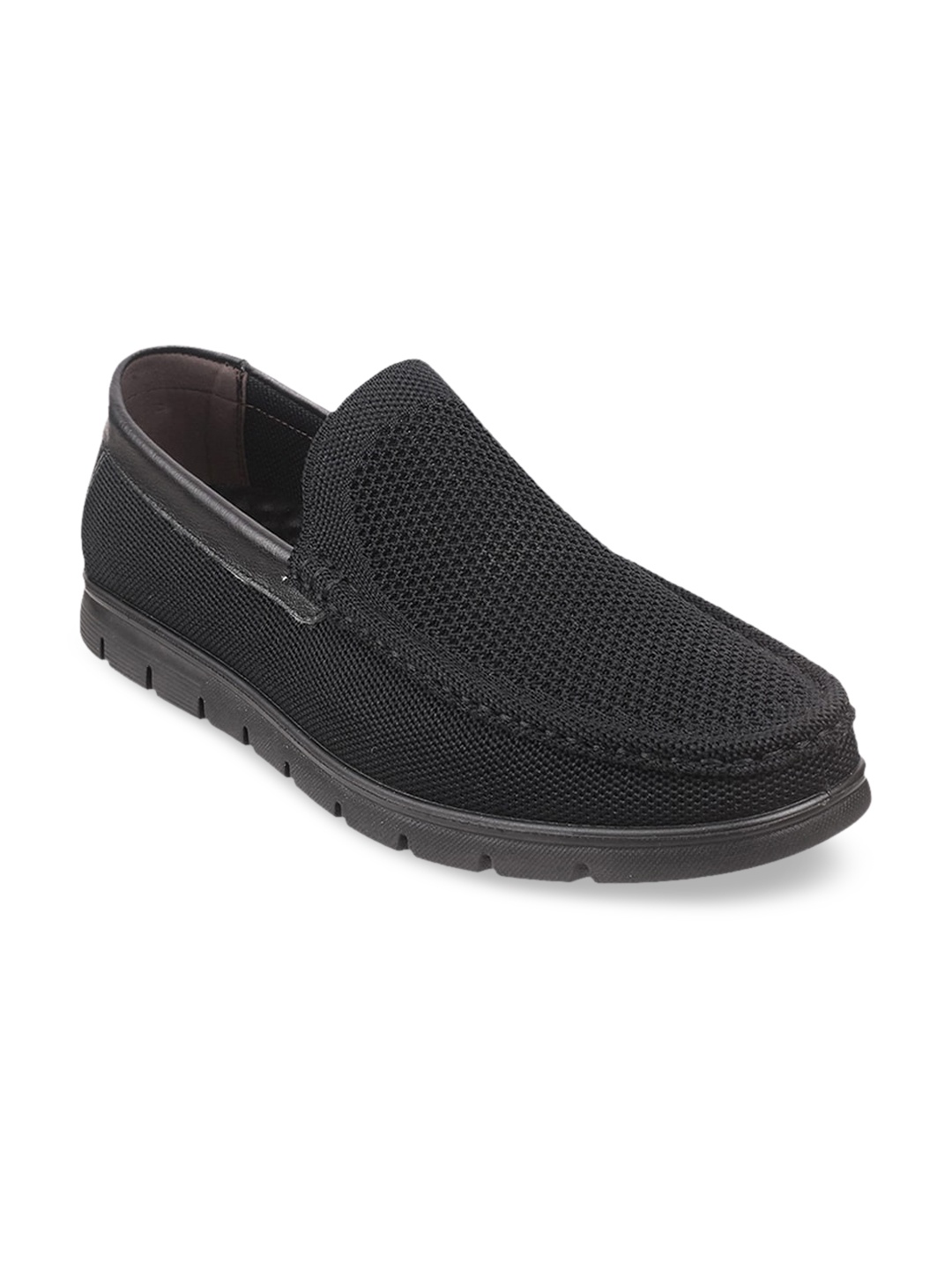 

Metro Men Black Textured Slip-On Sneakers