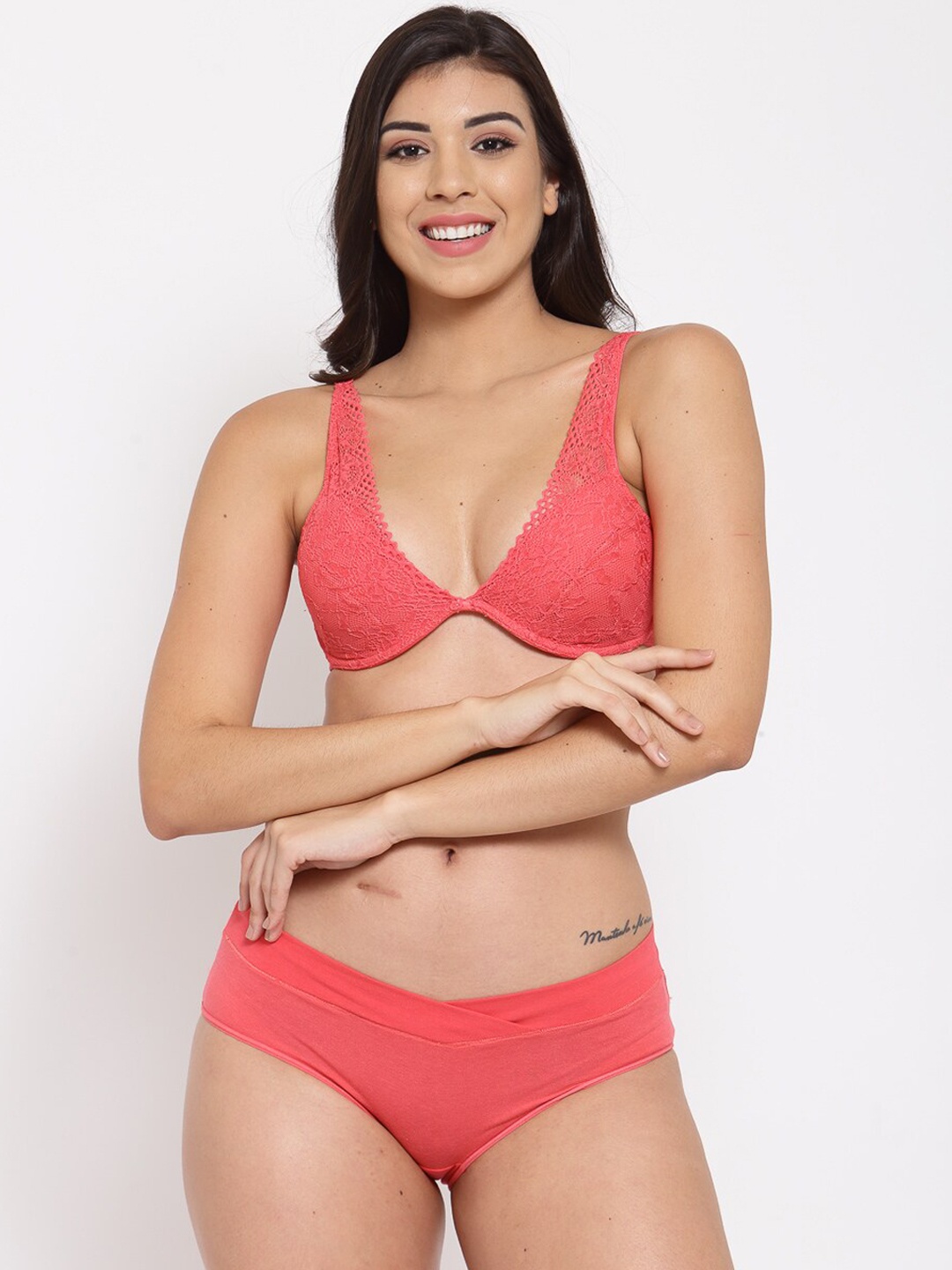 

Inner Sense Women Pink Solid Antimicrobial Lace Lingerie Set ISBP107_IMP102