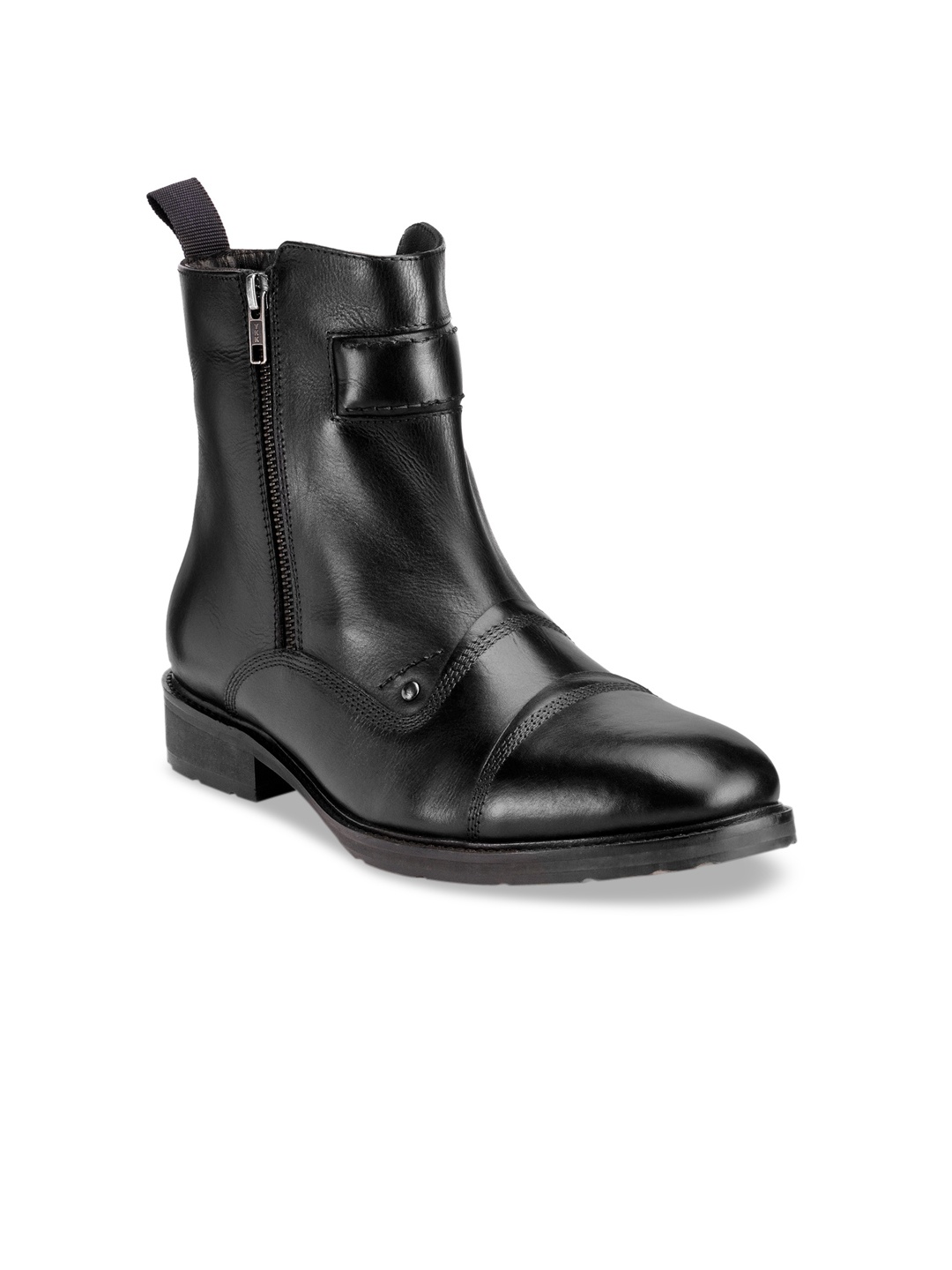 

Teakwood Leathers Men Black Leather High Top Flat Boots