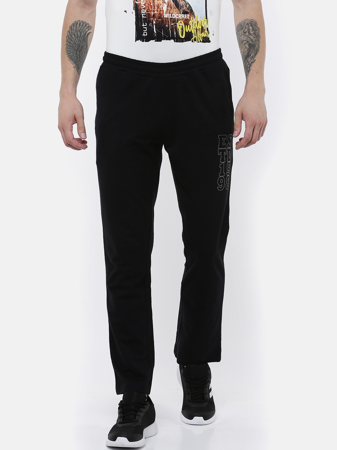 Wildcraft Men Black Solid Cotton Track Pants
