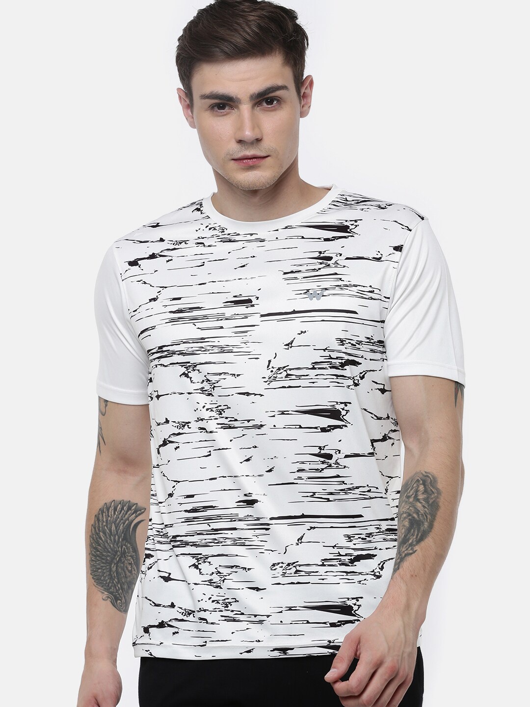 

Wildcraft Men White Printed Raw Edge T-shirt