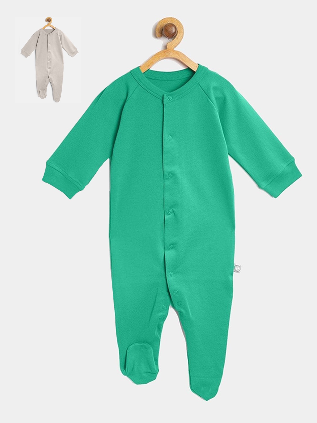 

cherrytoes Infant Unisex Kids Pack Of 2 Solid Cotton Sleepsuits, Cream