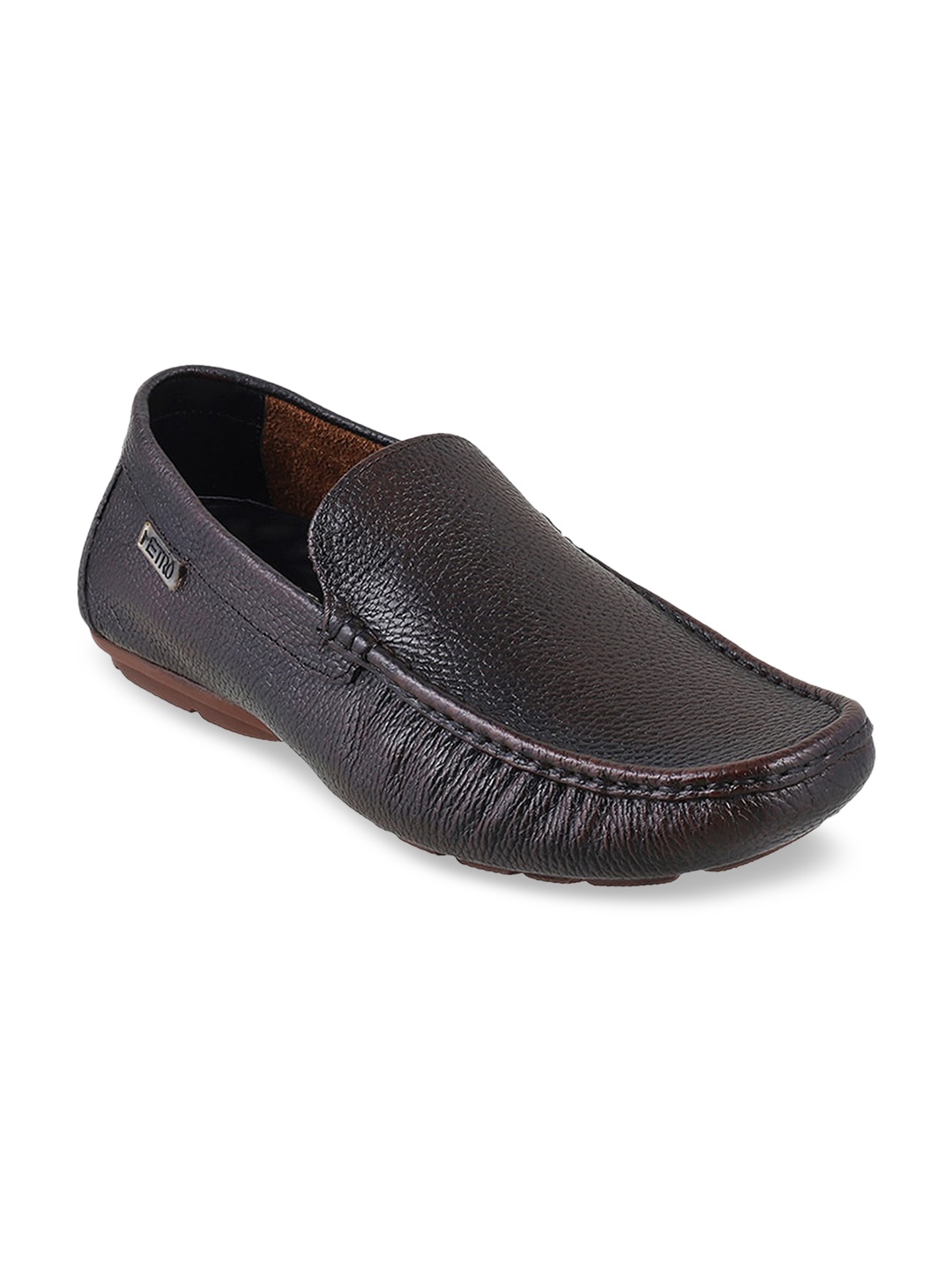

Metro Men Brown Textured Leather Loafers