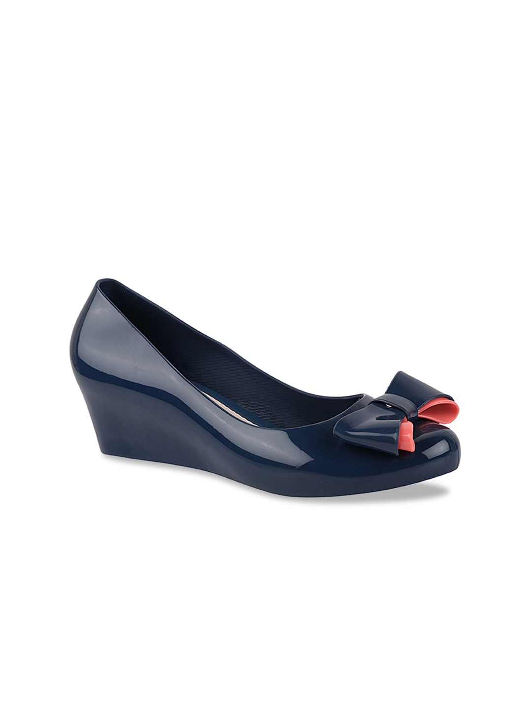 

Shoetopia Blue Wedge Pumps with Bows