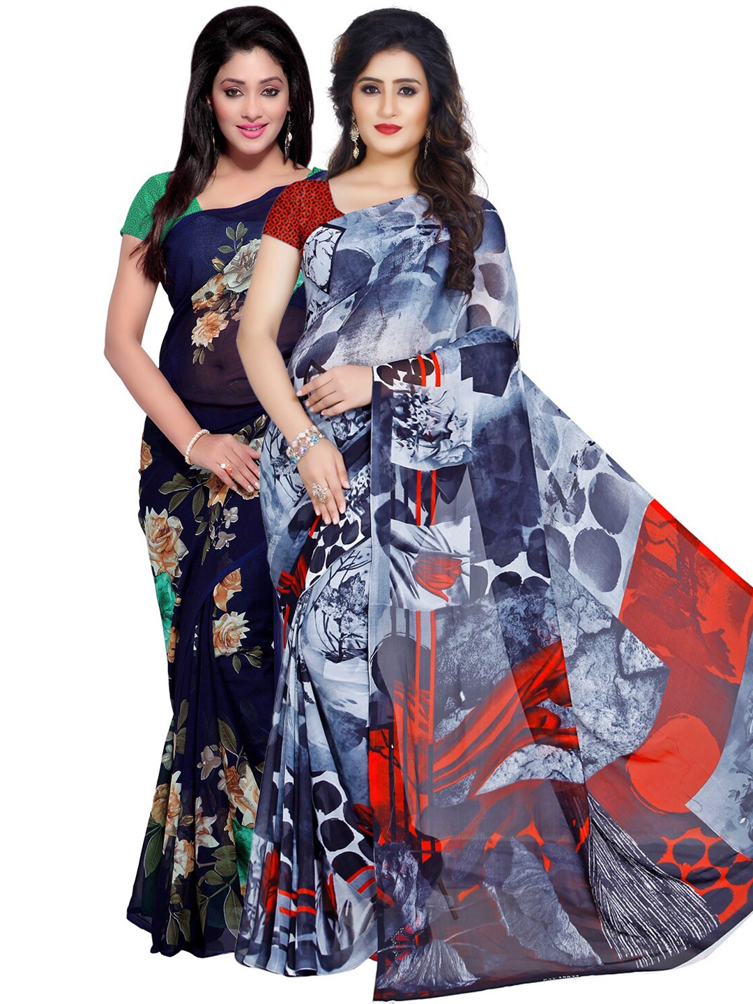 

ANAND SAREES Women Multi Printed Pack of 2 Saree, Blue