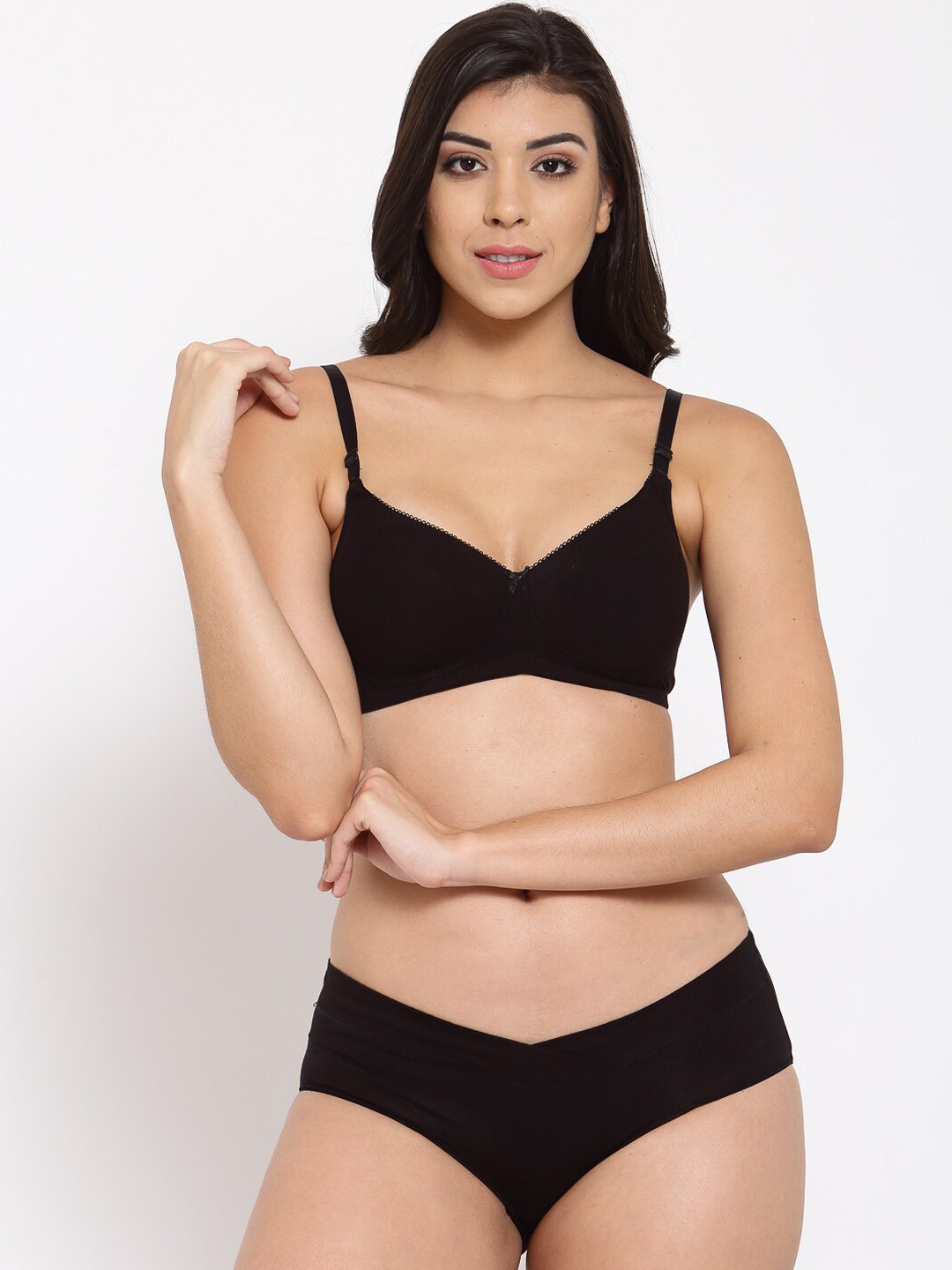 

Inner Sense Women Black Solid Organic Cotton Antimicrobial Lingerie Set ISBP104_IMP102