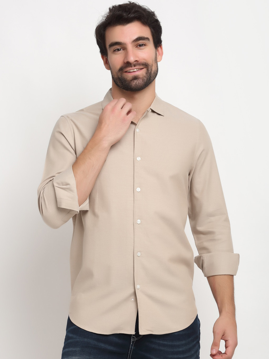 

Bhaane Men Camel Brown Casual Shirt