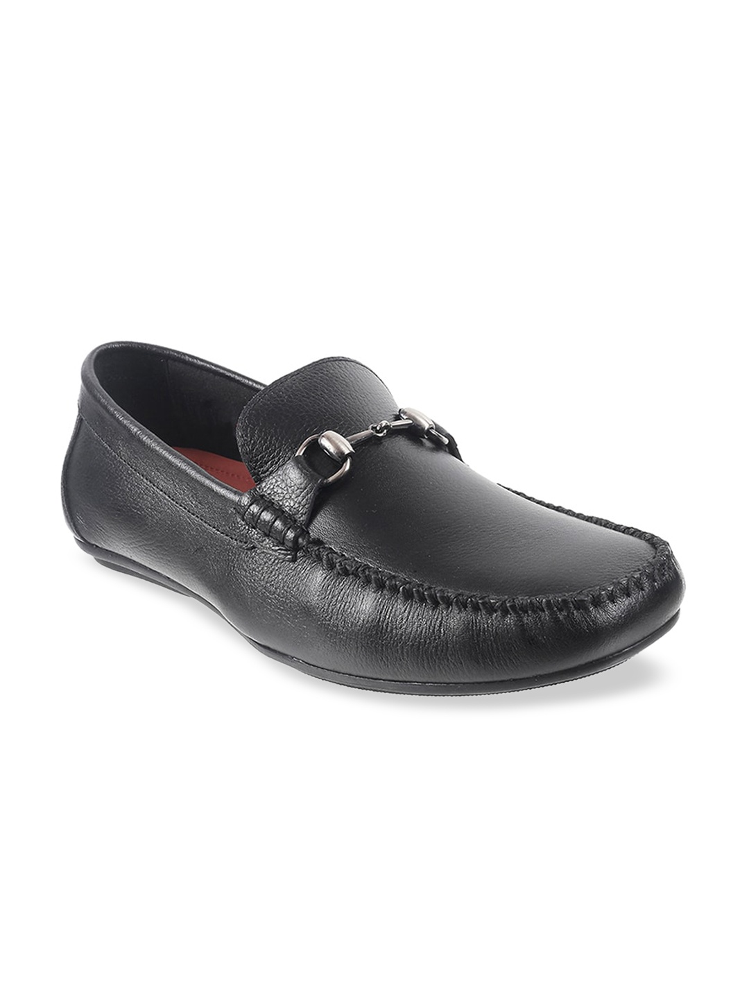 

Metro Men Black Textured Leather Loafers