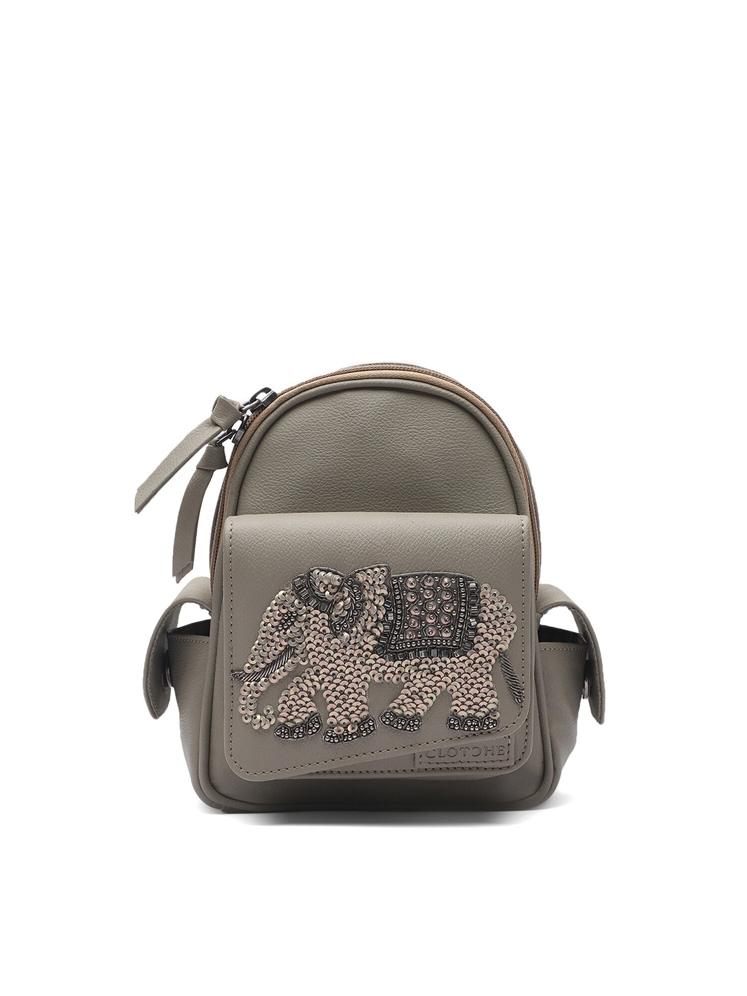 

Clotche Women Beige Elephant Embellished Backpack