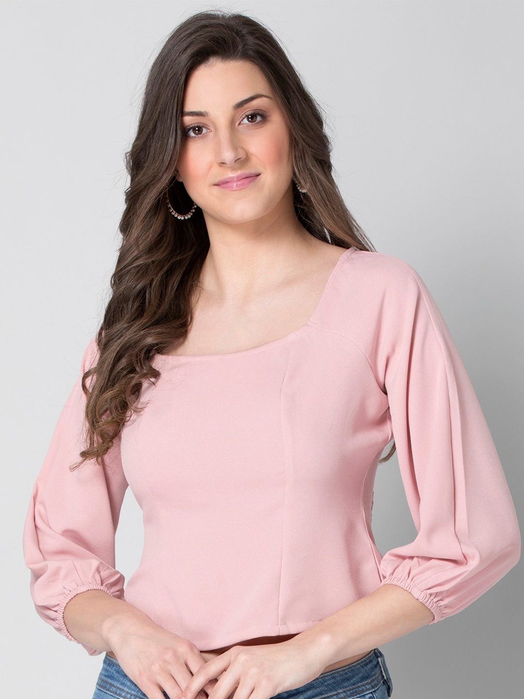 

FabAlley Women Pink Crepe Regular Top