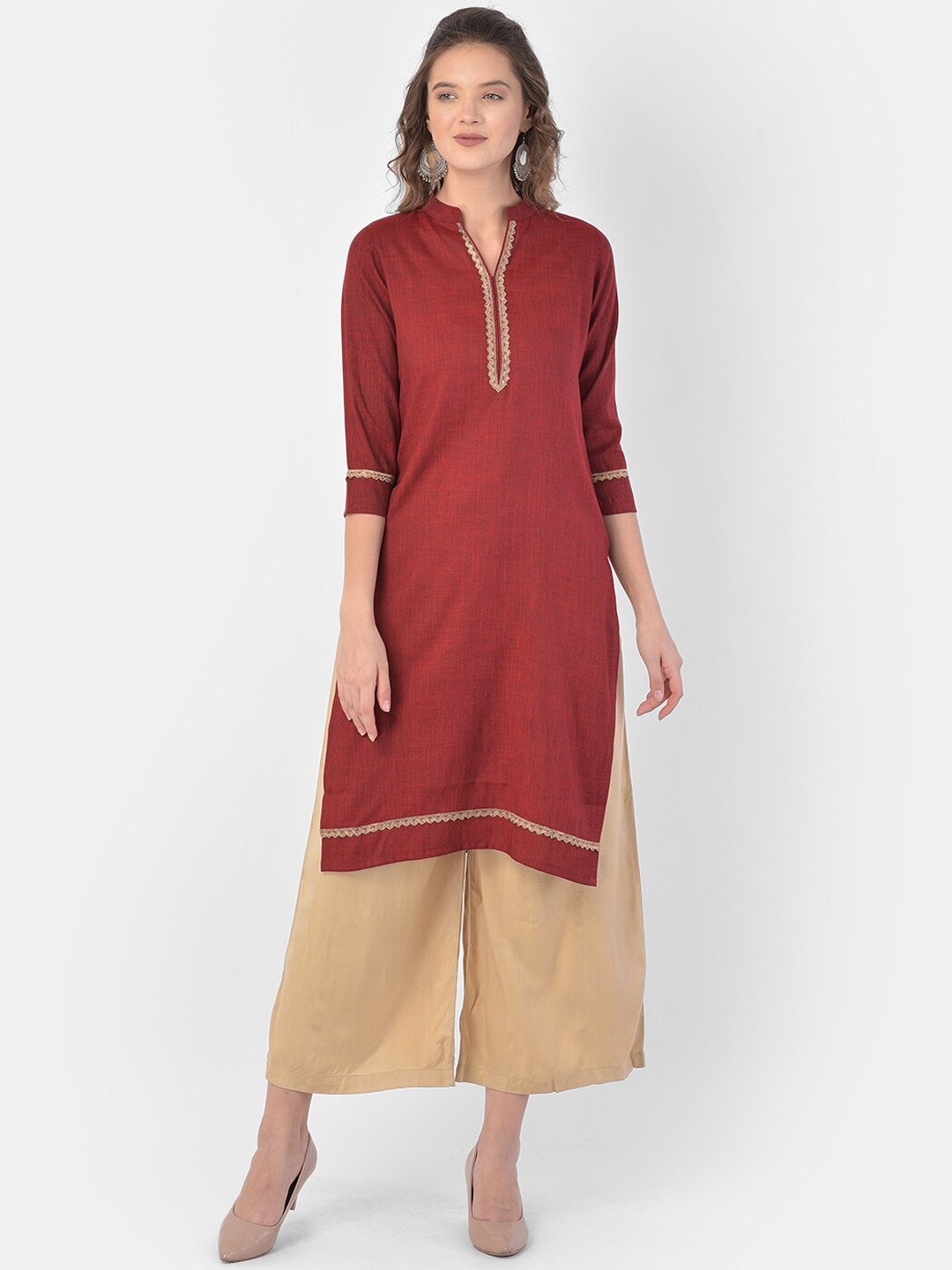 

Ojjasvi Women Maroon Thread Work Kurta