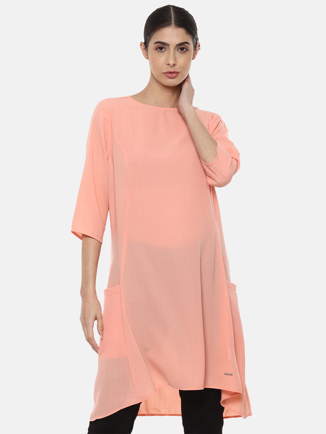 

Van Heusen Woman Peach-Coloured Solid Tunic