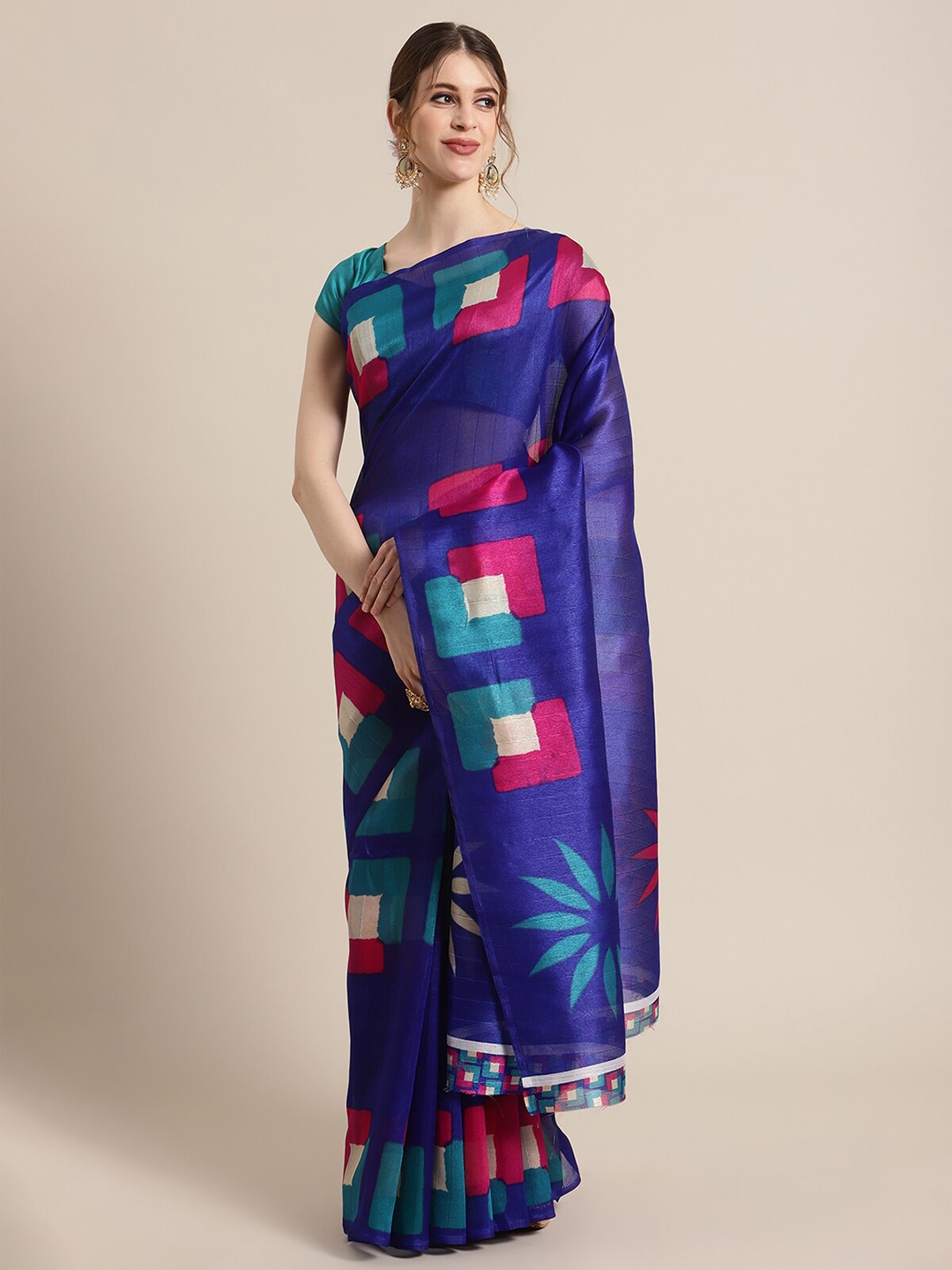 

KSUT Blue & Pink Silk Blend Saree