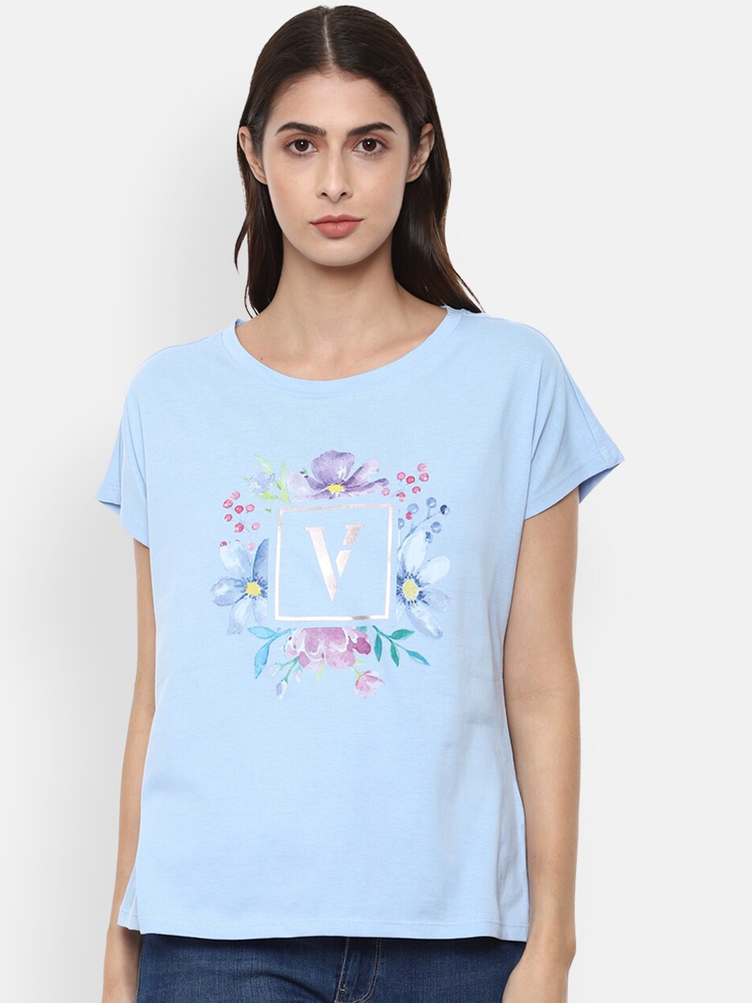 

Van Heusen Woman Women Blue Printed T-shirt