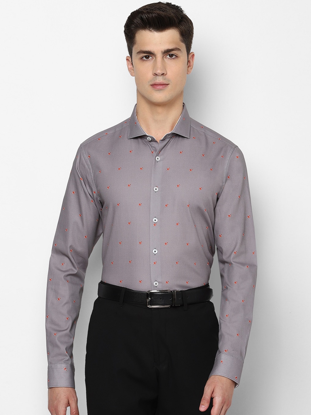 

SIMON CARTER LONDON Men Grey Slim Fit Printed Casual Shirt