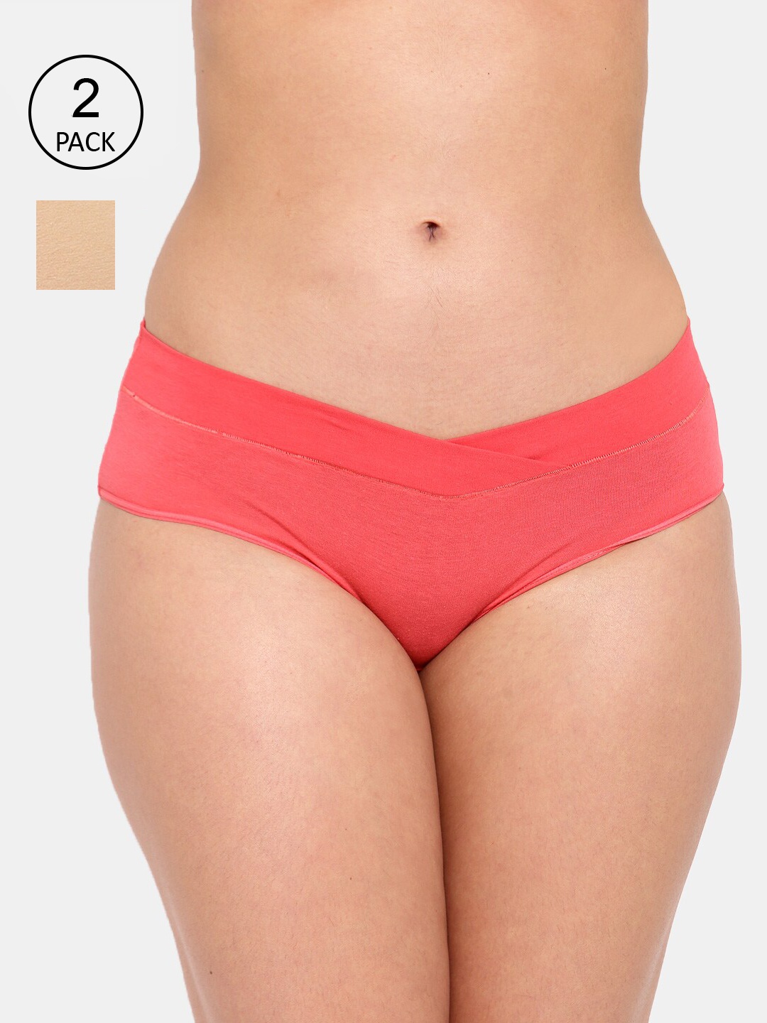 

Inner Sense Women Pack Of 2 Solid Organic Cotton Sustainable Antimicrobial Maternity Briefs IMP102, Pink