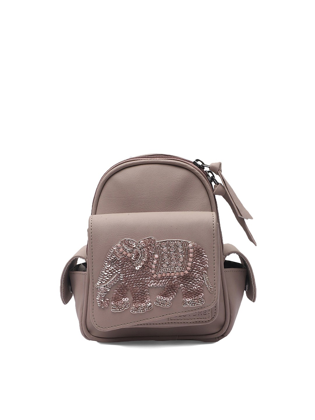

Clotche Beige Elephant Embellished Backpack