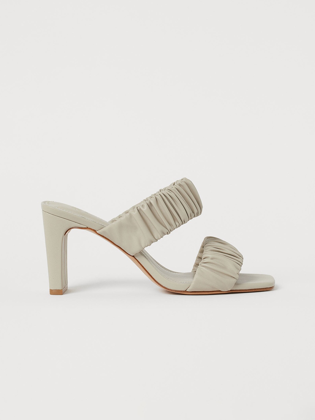 

H&M Women Beige Solid Heeled Mules