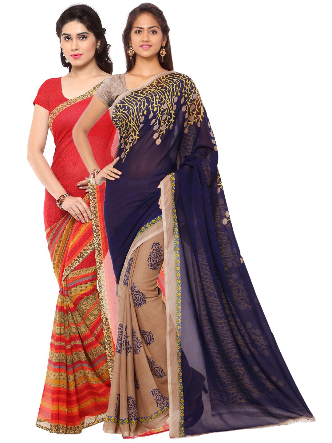 

ANAND SAREES Pack Of 2 Blue & Navy Blue Poly Georgette Sarees