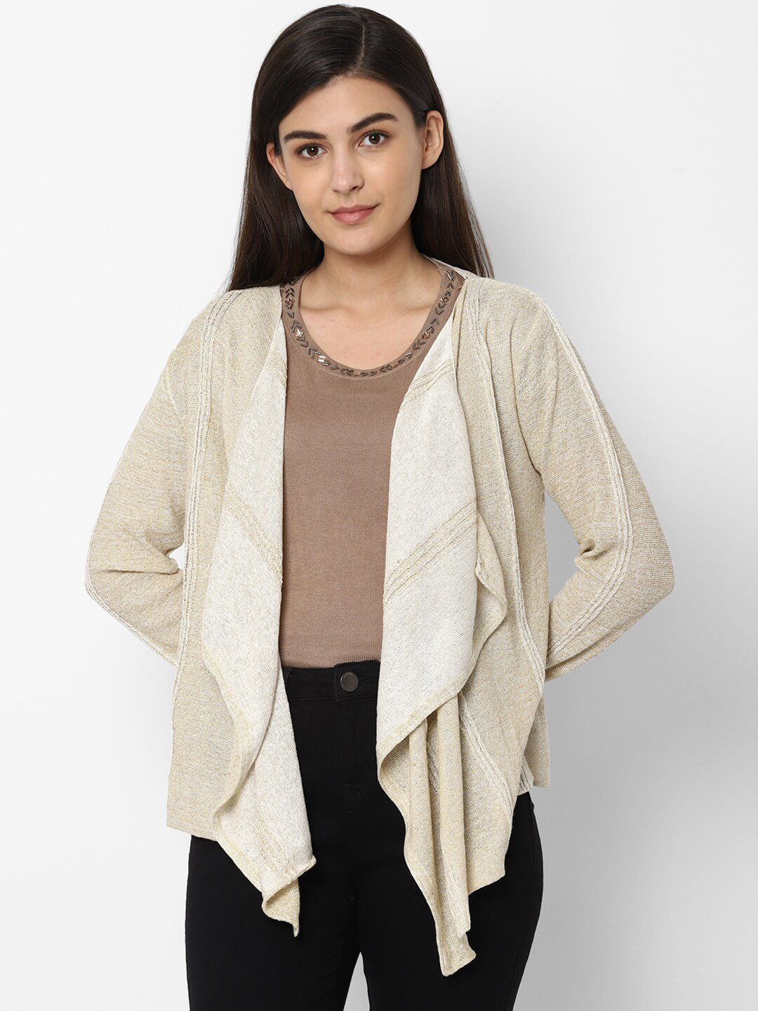 

Allen Solly Woman Beige Colourblocked Regular Top
