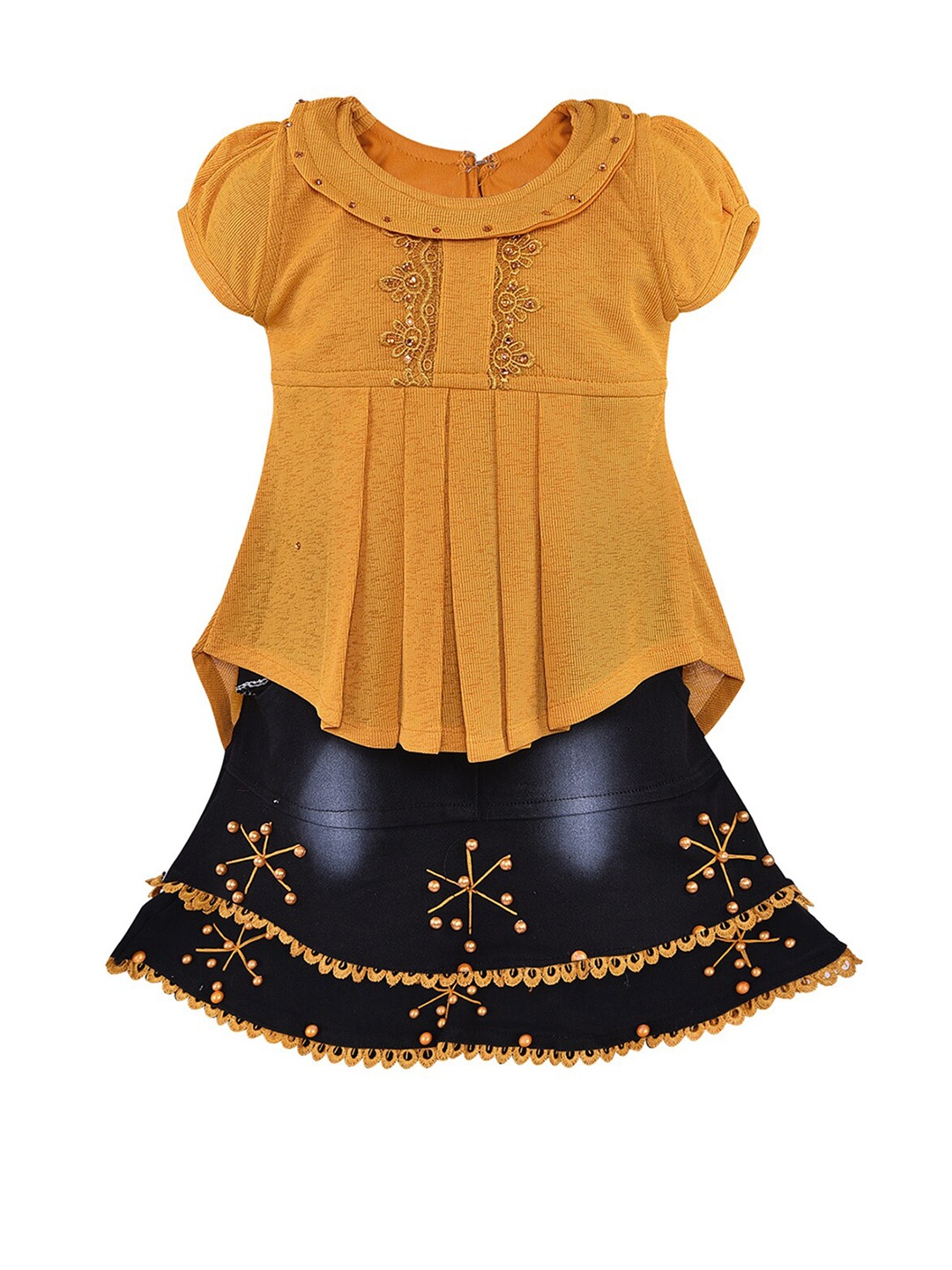 Wish Karo Girls Yellow & Blue Top with Skirt