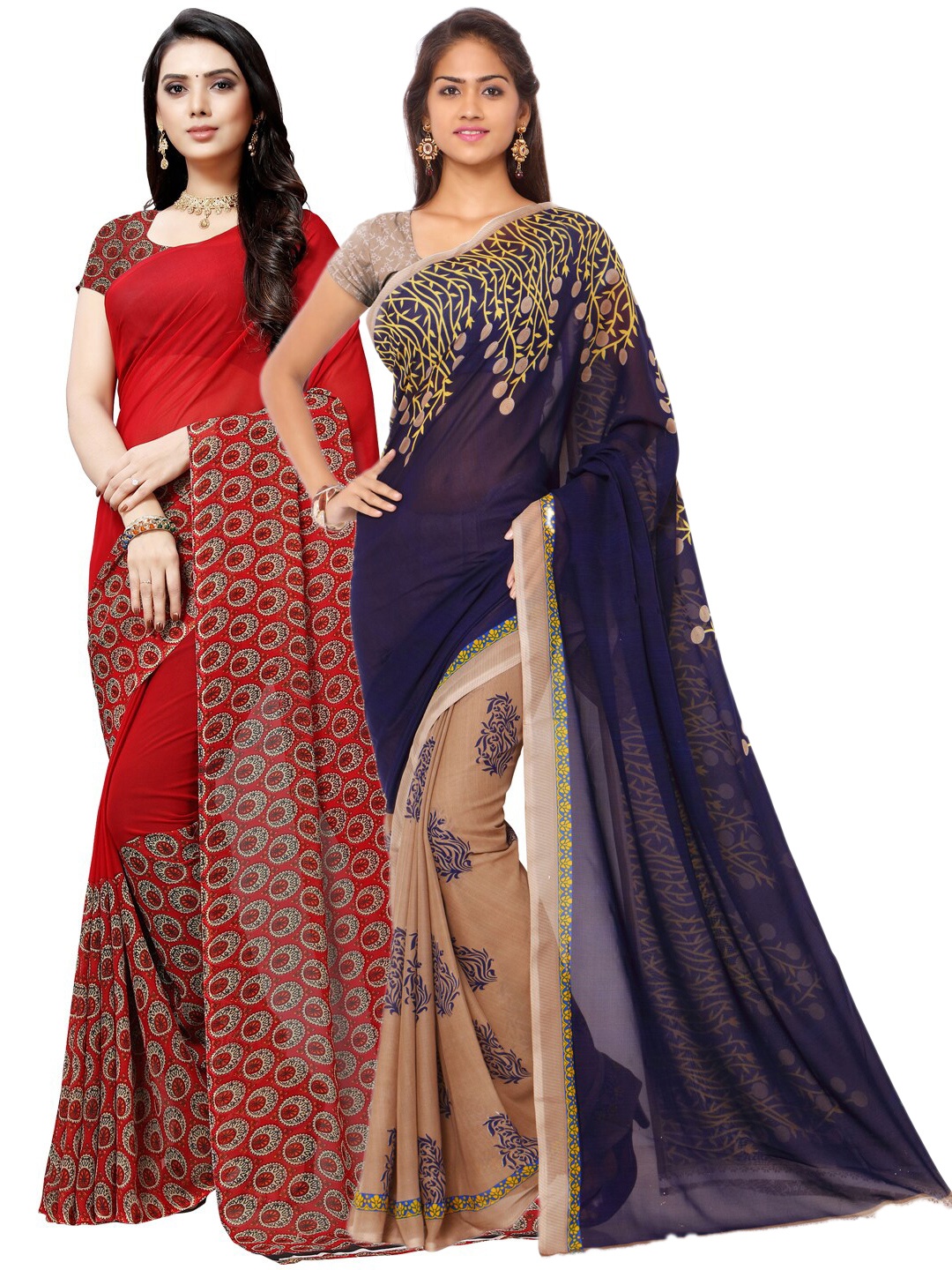 ANAND SAREES Women Pack of 2 Red Printed Saree