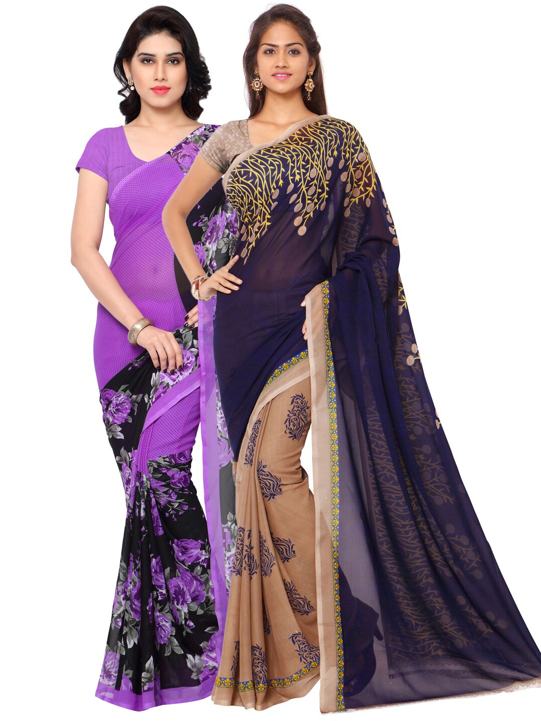 

ANAND SAREES Pack Of 2 Purple & Blue Printed Saree