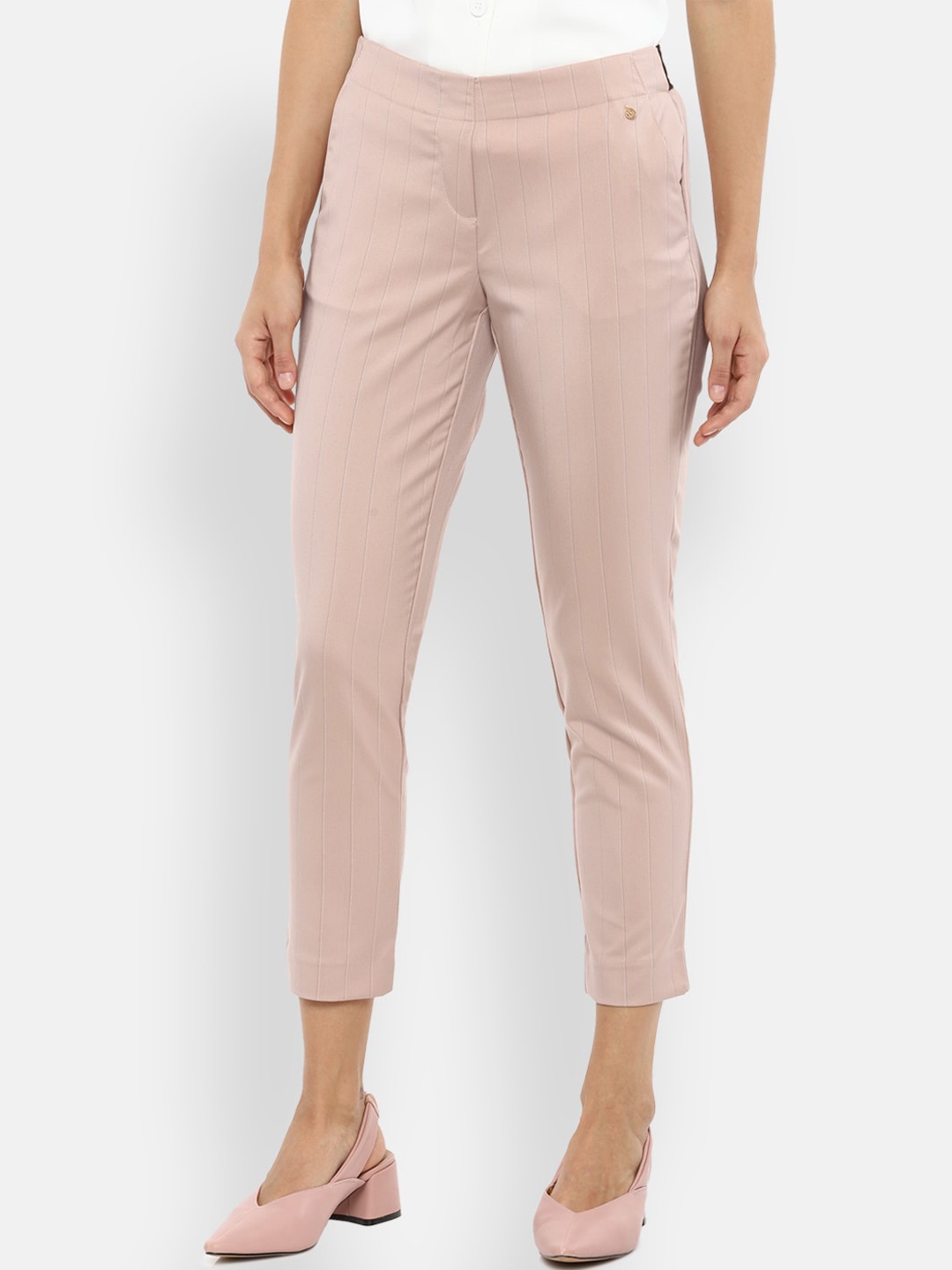 

Van Heusen Women Peach Cigarette Trousers