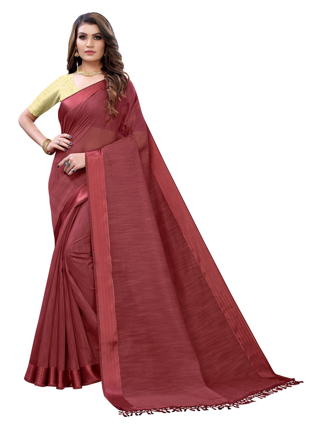 

KALINI Women Rose Solid Saree