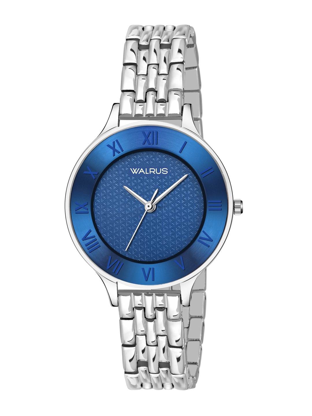 

Walrus Women Blue Brass Dial & Silver Toned Stainless Steel Bracelet Style Straps Analogue Watch