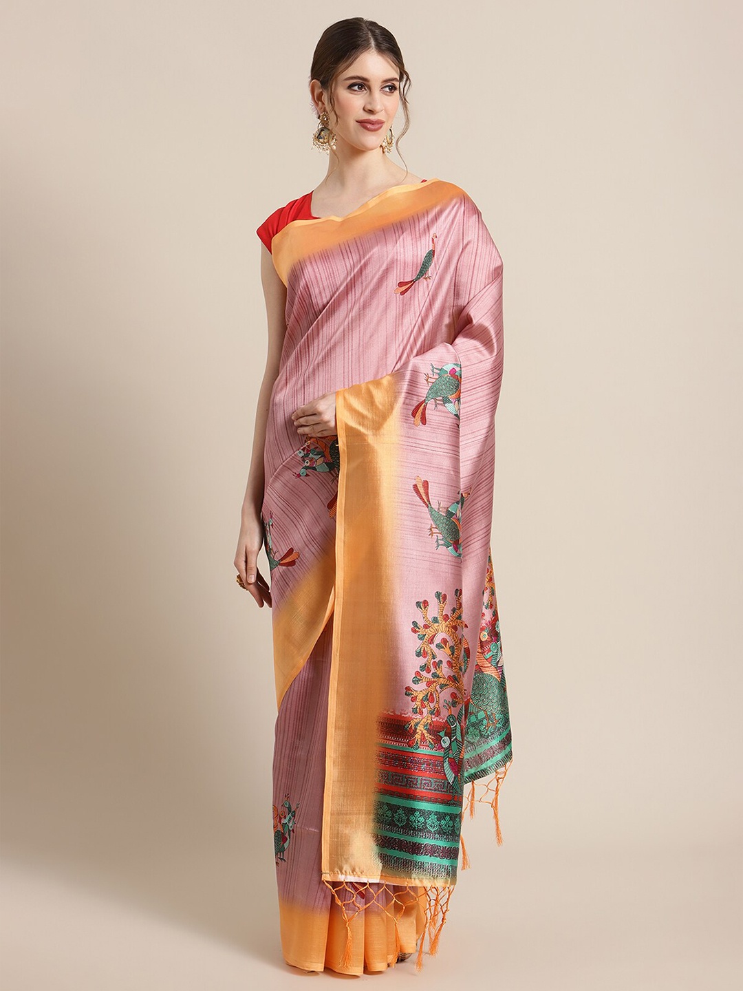 

KSUT Pink Ethnic Motifs Art Silk Saree