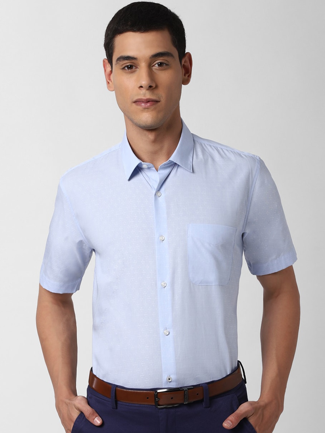 

Peter England Men Blue Cotton Formal Shirt
