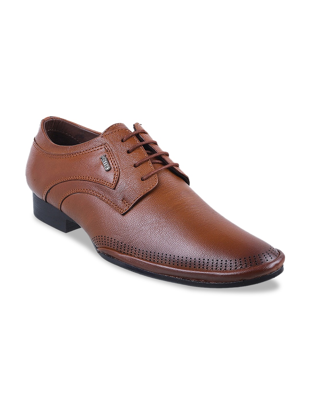 

Metro Men Tan Brown Solid Leather Formal Derbys