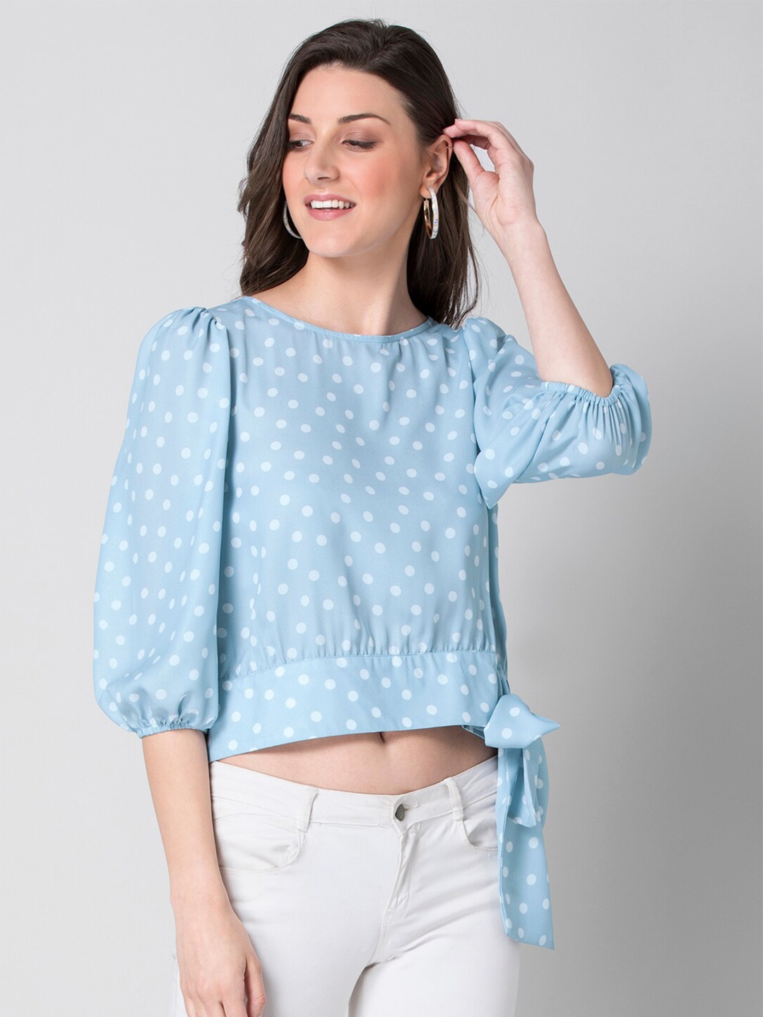 

FabAlley Blue Georgette Regular Crop Top