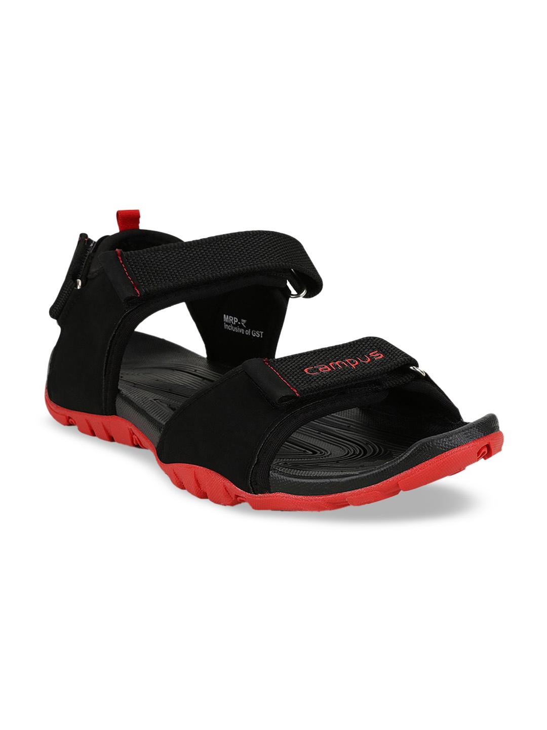 

Campus Men Black & Red Solid Sports Sandals