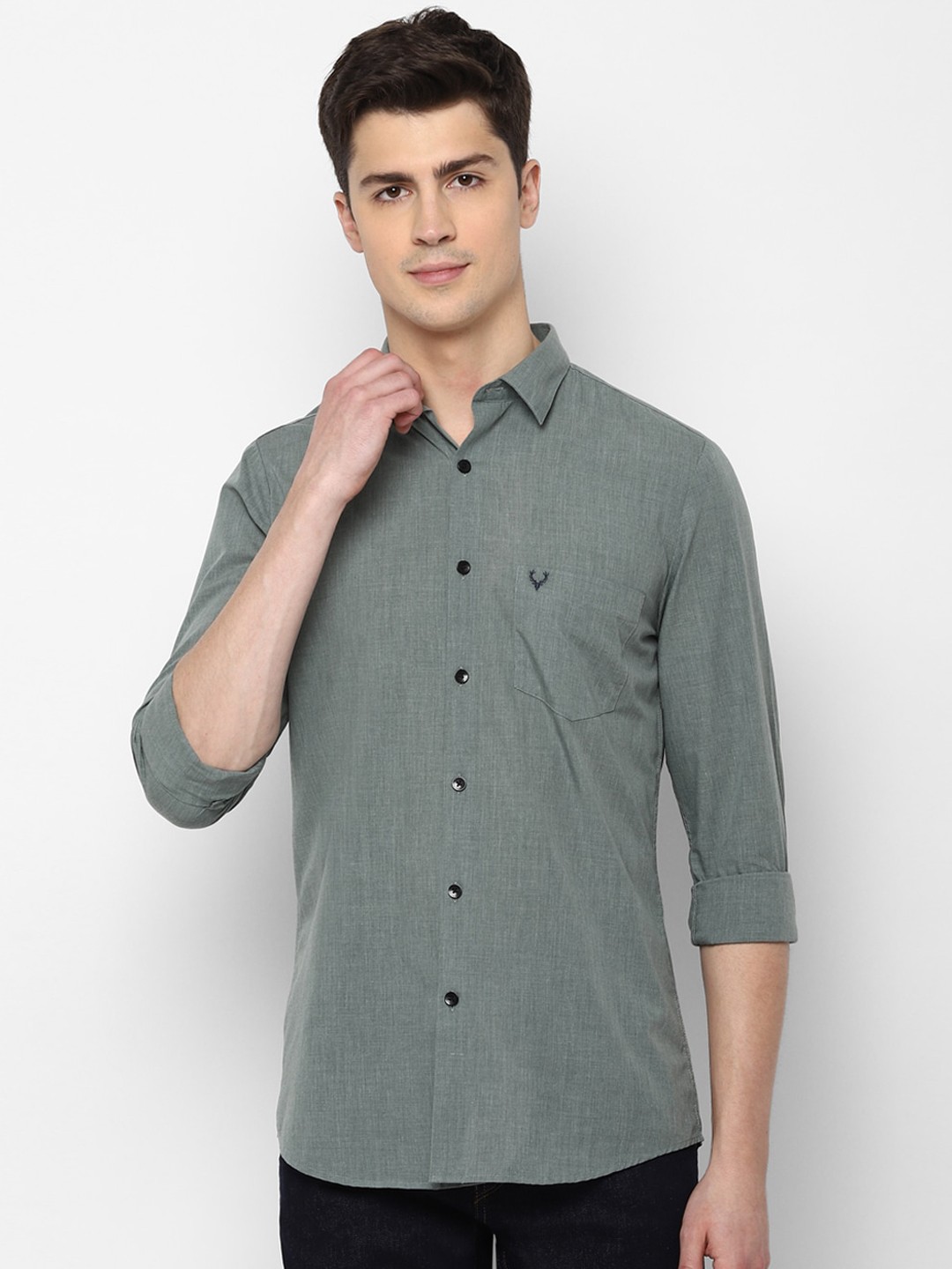 

Allen Solly Men Olive Slim Fit Casual Shirt