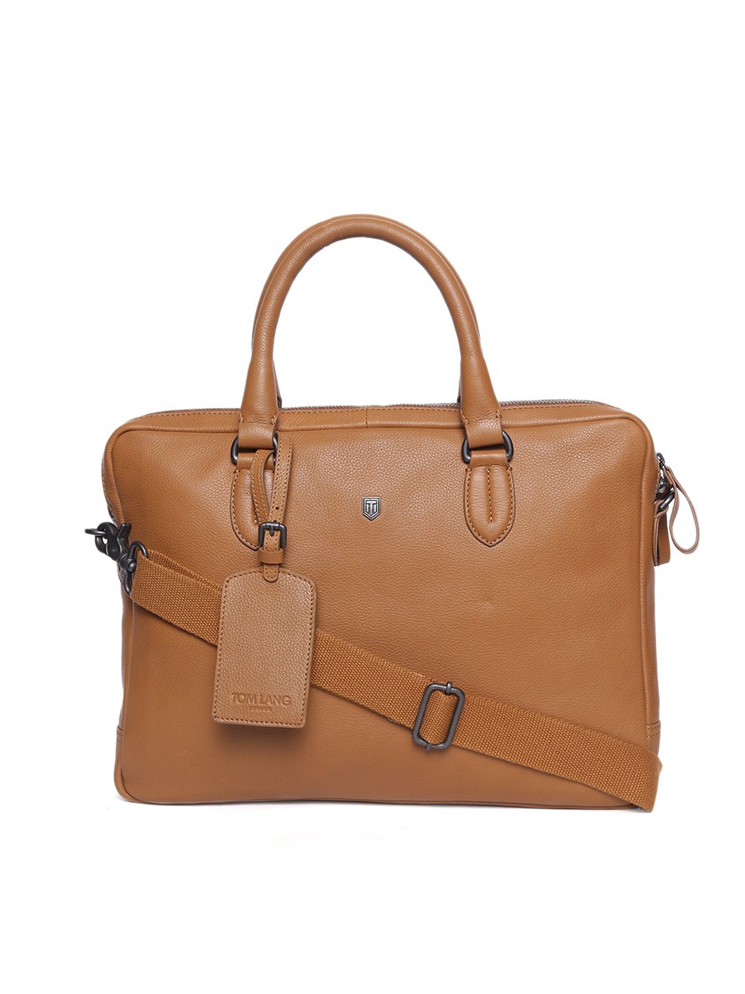 

TOM LANG LONDON Unisex Tan Solid Leather Laptop Bag