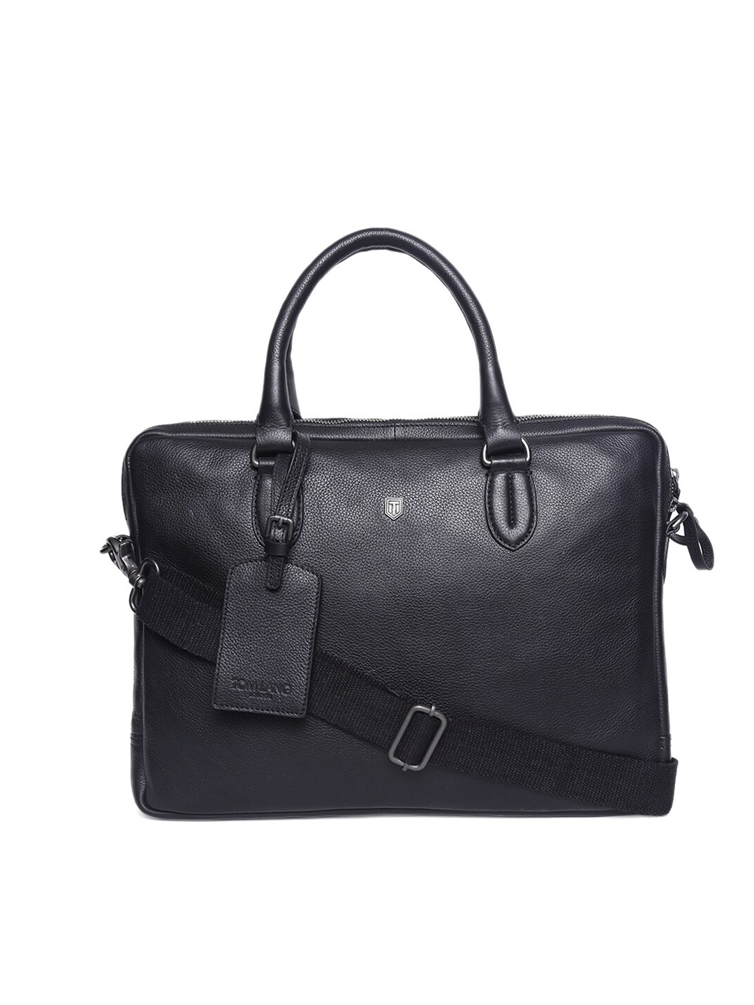 

TOM LANG LONDON Unisex Black Textured Leather 16 Inch Laptop Bag