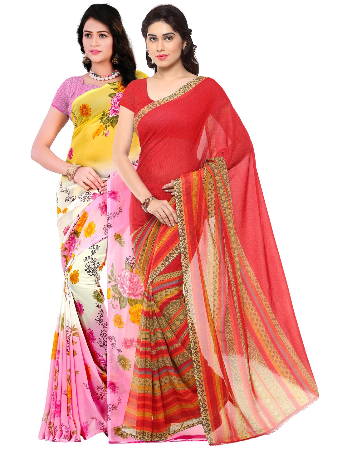 

ANAND SAREES Pack of 2 Floral Poly Georgette Saree, Multi