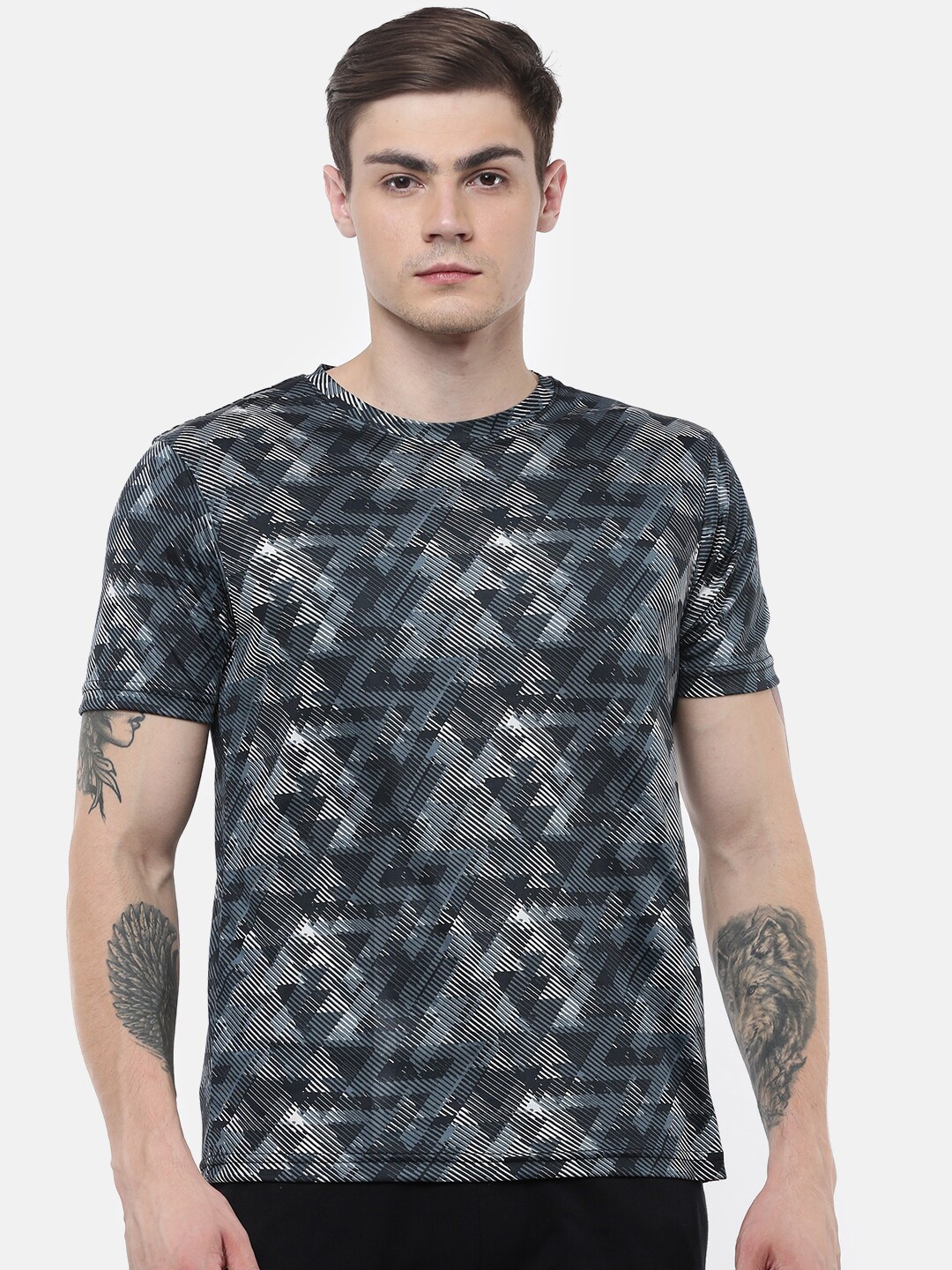 Wildcraft Men Black Printed Extended Sleeves T-shirt