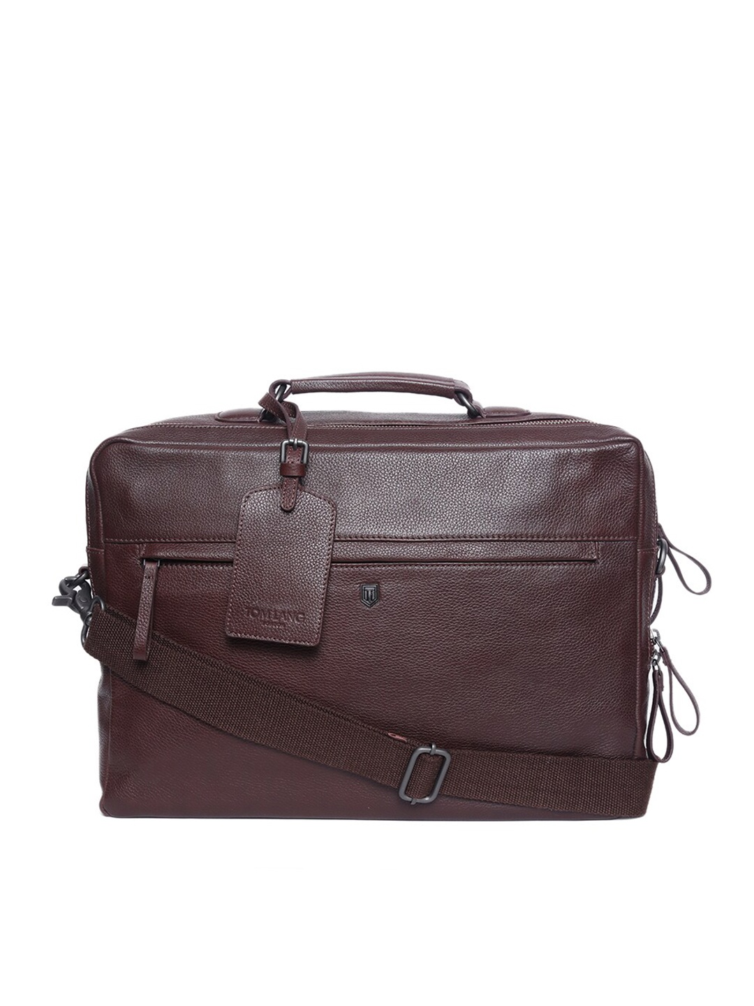 

TOM LANG LONDON Unisex Burgundy Leather Laptop Bag